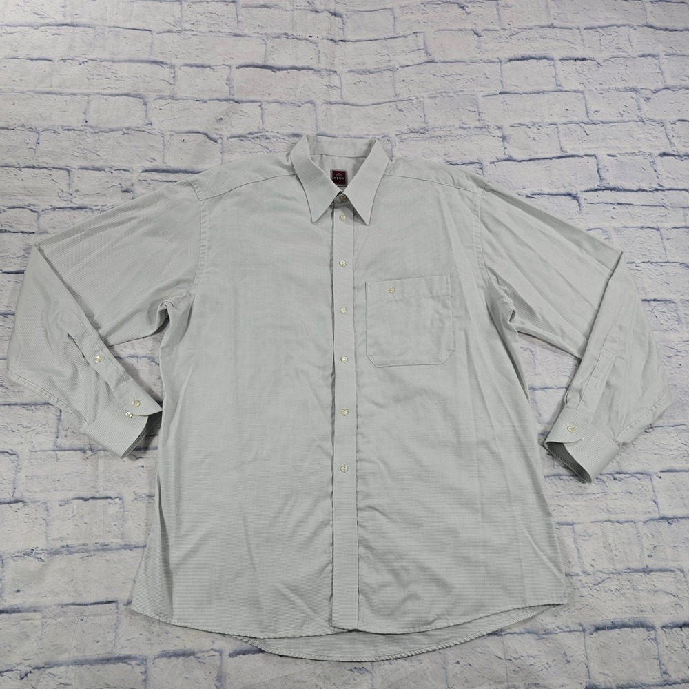 Eton Button Down Shirt Mens 17.5 Grey Micro Check Long Sleeve Cotton Sweden